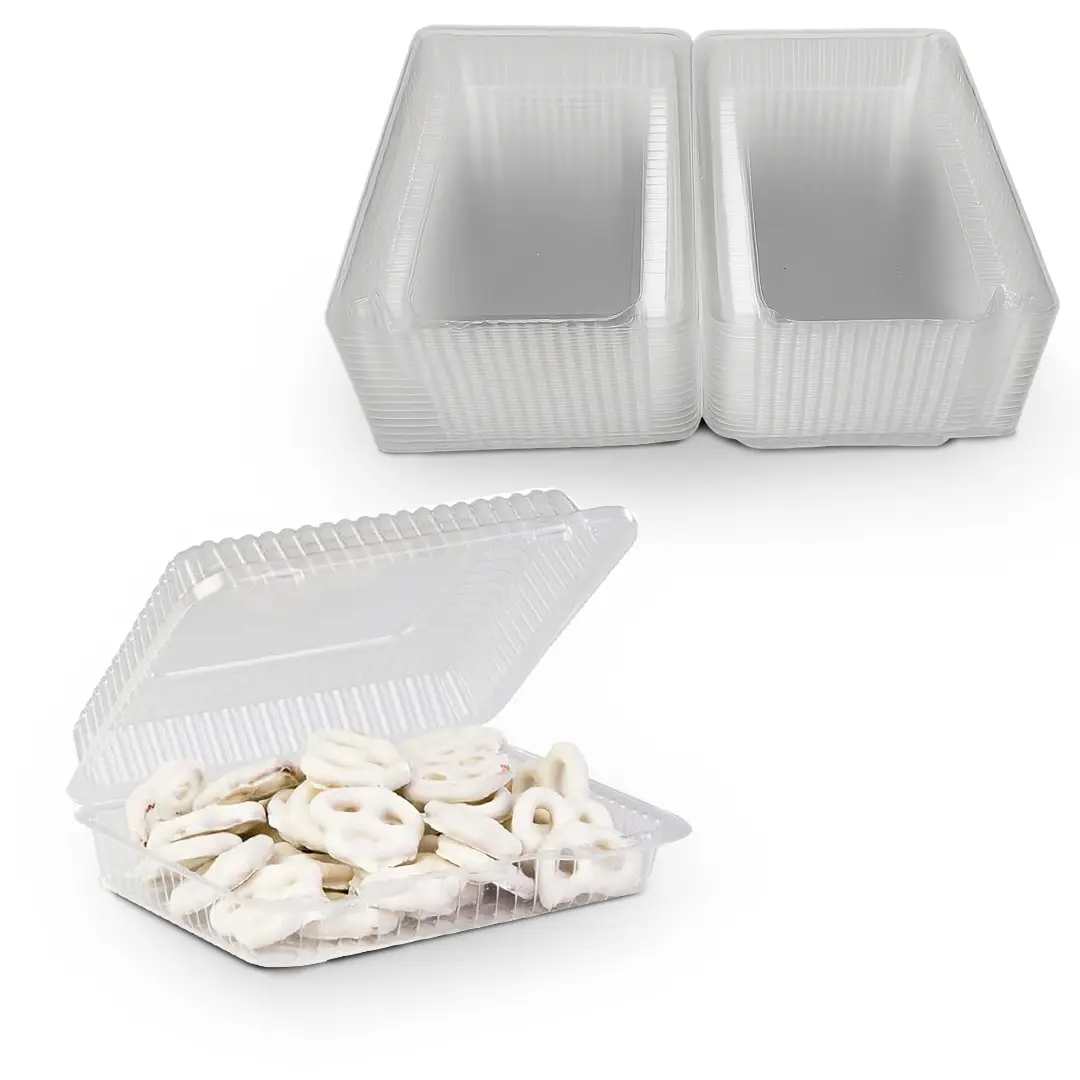 MT Products Cost-Saving Crystal-Clear Clamshell Food Storage Containers - 6.8in x 5.6in x 2.1in Disposable Plastic Snack/Dessert Holders with Snappy Seal Lids, Bulk Pack for Bakeries/Food Trucks, Made in USA