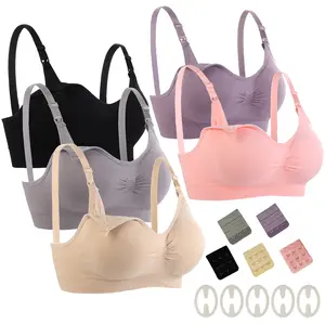 5 Pack Nursing Bras for Breastfeeding Maternity Bra Wireless Seamless Sleeping Bralette for Women with Extra Extenders