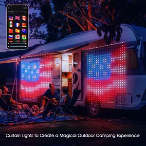 Giaki Smart RGB LED Curtain Lights, App-Controlled Love Text & Pattern Fairy Lights, Dynamic Color-Changing String Lights for Valentine’s Day Gifts, Bedroom & Party Decoration