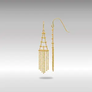 14K Gold Fancy Hanging Beaded Earrings - Model SF1631