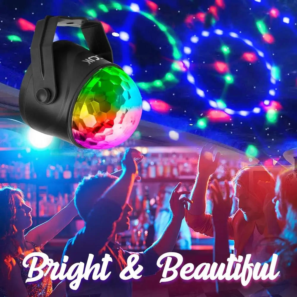 2-Pack USB Sound-Activated LED Ball Lights with Remote Control, 7-Color RGB Strobe Lights, Table-Top Party Accent for Kids, Festivals, Family Celebrations
