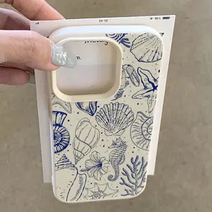 [Stylish TPU Case] Durable Blue Shell Conch And Starfish Pattern TPU Case |   Designed for Iphone 16 Pro Max, Compatible with Iphone 16 Pro Max/14/16 Plus/15/13 Pro/12/11, Stylish Drop Protection