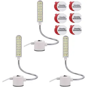 Sewing Machine Light Gooseneck Work Light with  Mounting Base, White Soft Light for Lathes, Drill Presses, Workbenches (3PACK)