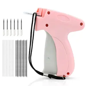 Easy Quick Clothing Fixer for Clothes,Micro Tagging Gun Sewing Tool for Clothing with 5 Fine Needles & 1000 Pcs Fasteners,Mini Hemming Sewing Gun for Garments and Quilt Tacking Device Pink