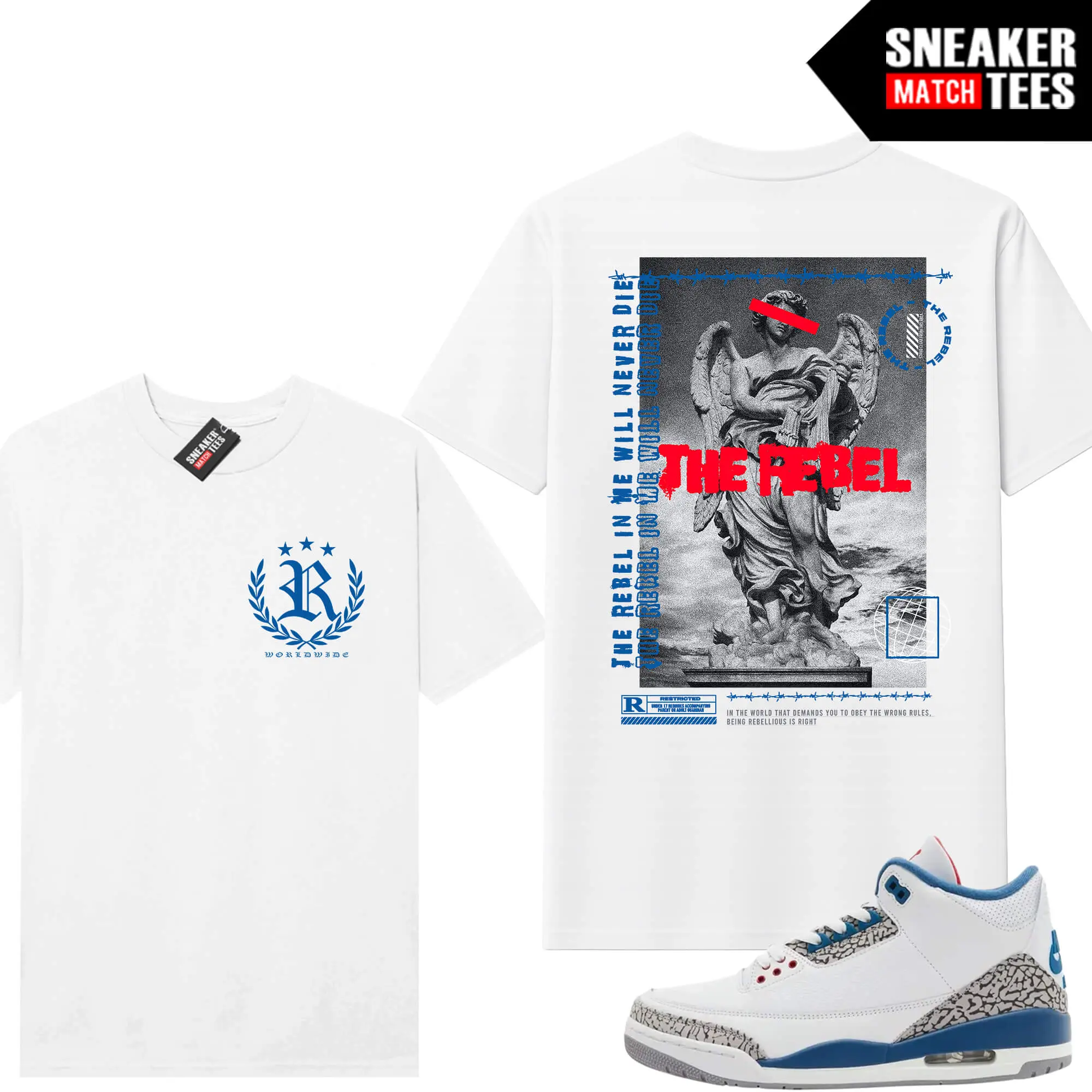 The Rebel Graphic Tee Sneaker Match Tees True Blue 3 Retro