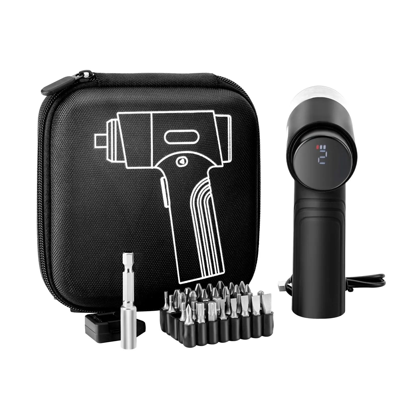 【summerfinds】VEVOR Lightweight Cordless Electric Screwdriver - Fathersdaygift for Friends, 7 Torque Settings (0.5-5 N.m), 2500mAh Batteries, 32 PCS 1/4 in Bits, Digital Display, LED Light, Fast Type-C Charging for Furniture Repair