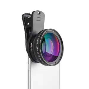 Universal 2-in-1 lens, professional mobile phone lens 0.45X ultra-wide-angle + 10X macro high-definition lens, suitable for iPhone and Android
