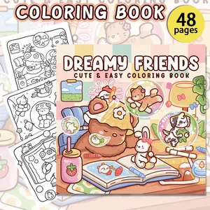 1pc Cute and Dreamy Friends Coloring Book for Parents and Adults, made with high-quality paper and featuring adorable pet everyday details. Perfect for parent-child creation, relaxation, and entertainment. Makes a great Christmas gift.