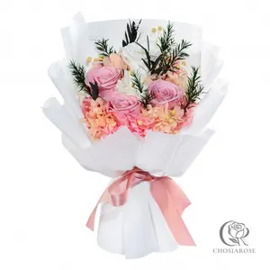 Chosiarose Preserved Purple Rose Bouquet with Vase Lasts 3-5 Years Real Forever Gift for Mom Birthday Thanksgiving Christmas Women Grandma Wife Friends Her 13 inch x 8.27 inch x 4.92inch