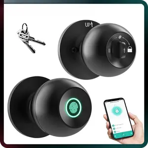 Fingerprint Smart Lock,Keyless Entry Door Lock,1 Count Smart Door Knob with APP,Biometric Lock Great for Bedroom,Garage,Apartment,Room Accessories,,