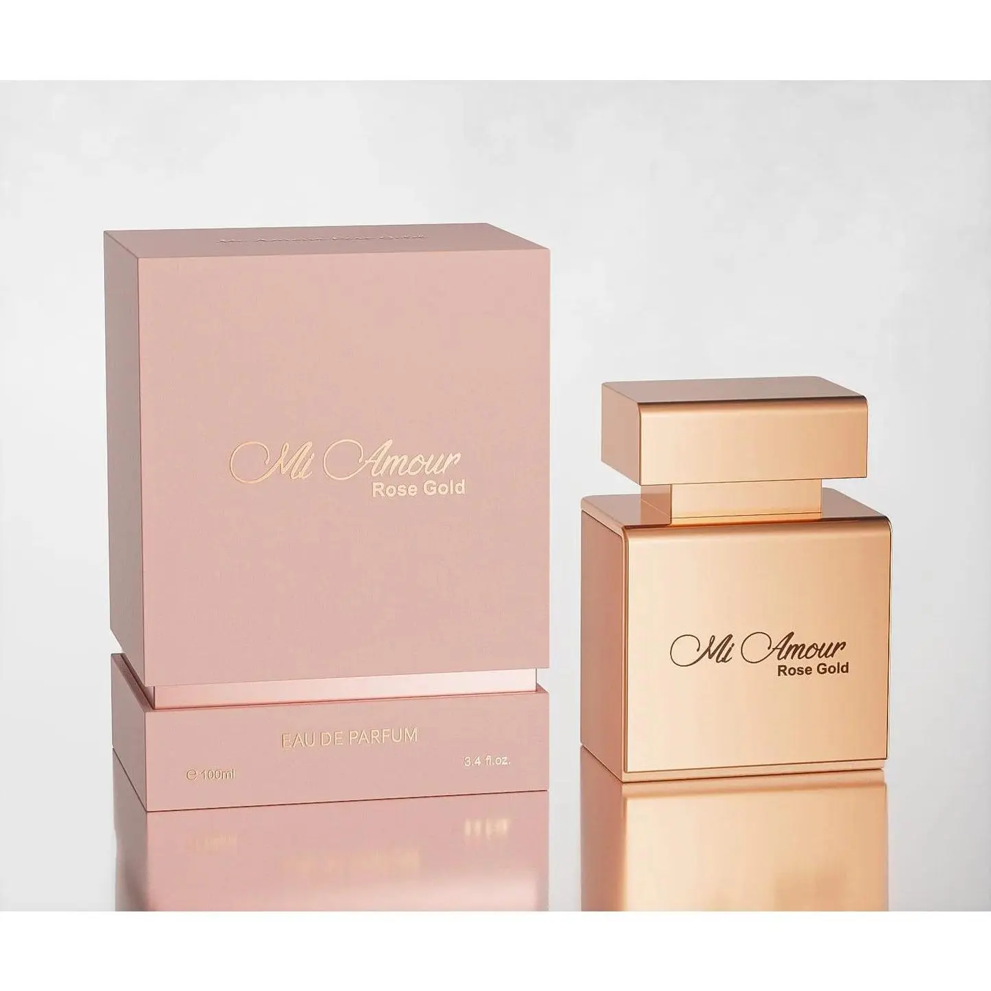 MI AMOUR Rose Gold Women's Fragrance - EDP, 100ML (3.4oz) by Jo Milano, Floral Spicy Daily Wear Perfume with Turkish Rose Heart & Vanilla Musk Hug