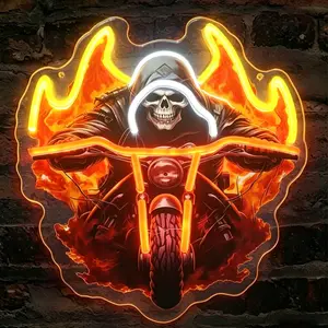 Wall-Mounted Flame Knight Acrylic Neon Light, Dimmable USB-Powered Ambient Lighting, Ideal for Gaming Room, Party, Bar, Gifts, Holidays