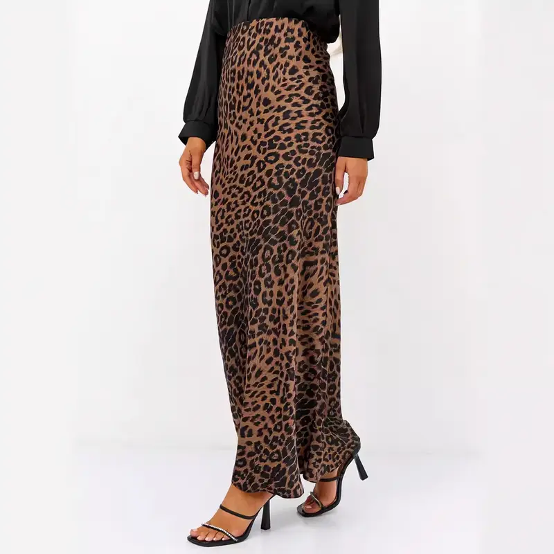 silky leapord print skirt - TikTok Shop