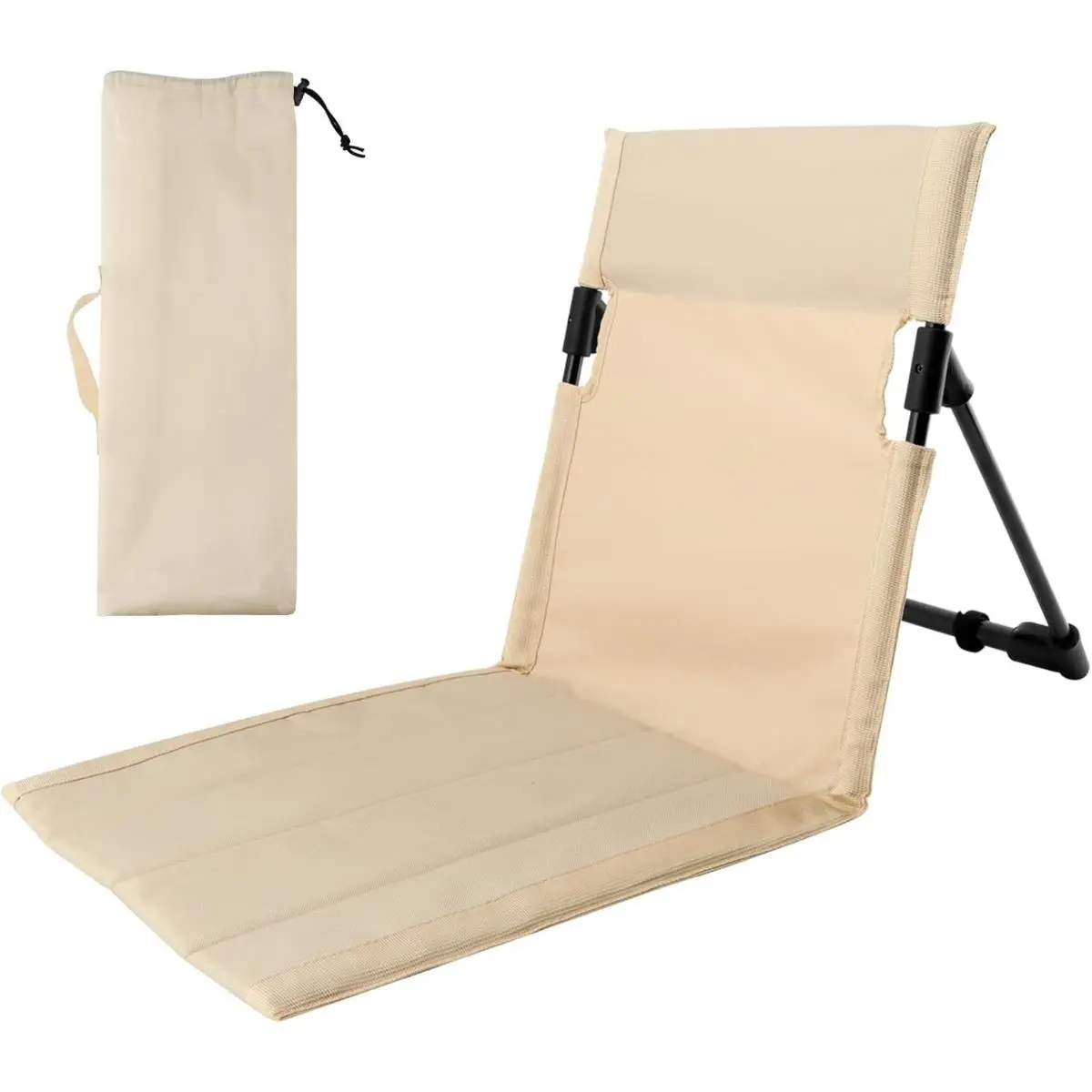 Folding Floor Chair with Backrest Ultra Lightweight 1.4 lbs Outdoor Relaxing Chair Steel Frame Portable Carry Bag Perfect for Poolside Beach Camping Road Trips Campchair