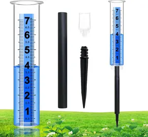 Outdoor Rain Gauge for Garden Deck Lawn Patio Farm, 3-Segment Freeze-Proof Large Capacity with Upgraded Digital Display and Blue Scale