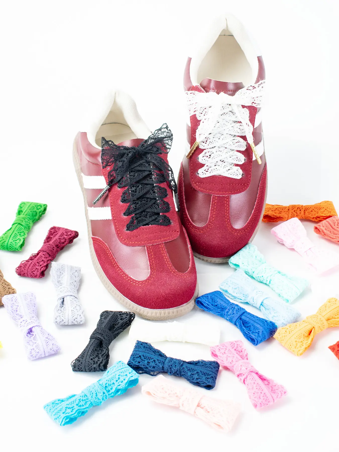 Silk Lace Shoelaces, Laces for Sneakers, Plain Pattern, Casual Style, All Seasons, Cute Ballet-Inspired Accessories, Pure Color Silk Lace Trim, Kool Laces