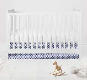 Bacati Aztec Liam Kilim Crib Skirt Dust Ruffle - Navy