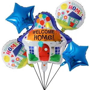 5PCS Welcome Home Foil Balloons with House Shaped Balloons for Party Decoration Home Decorations