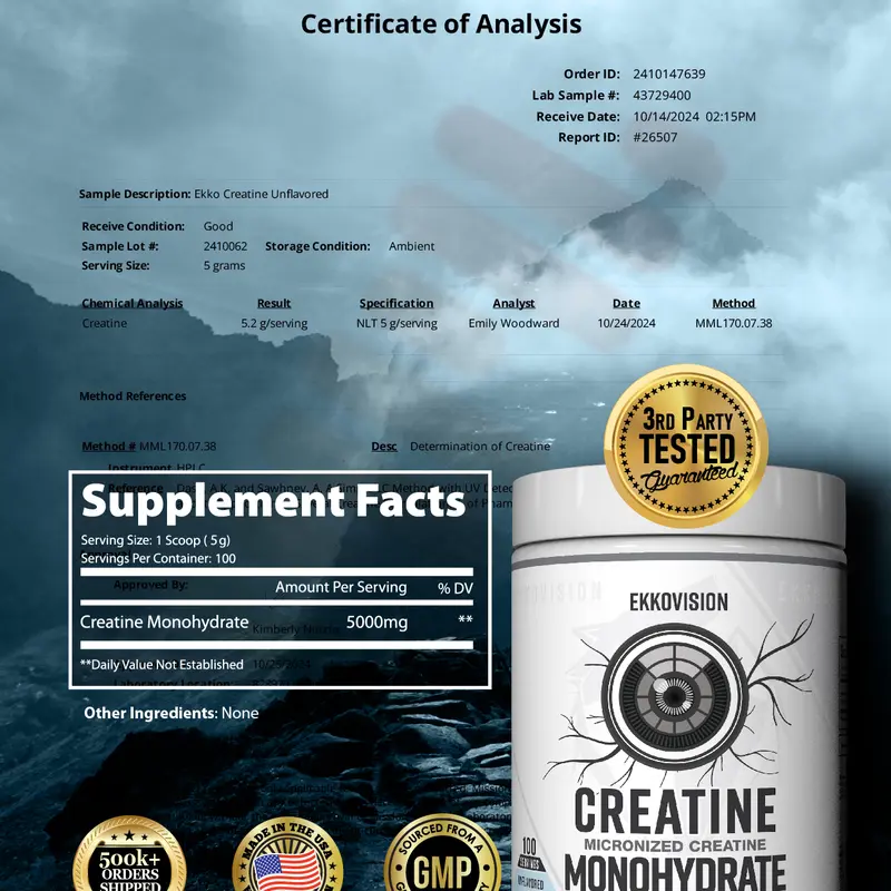 EKKO Creatine Monohydrate - 3rd Party Tested EKKO Creatine Monohydrate - 3rd Party Tested