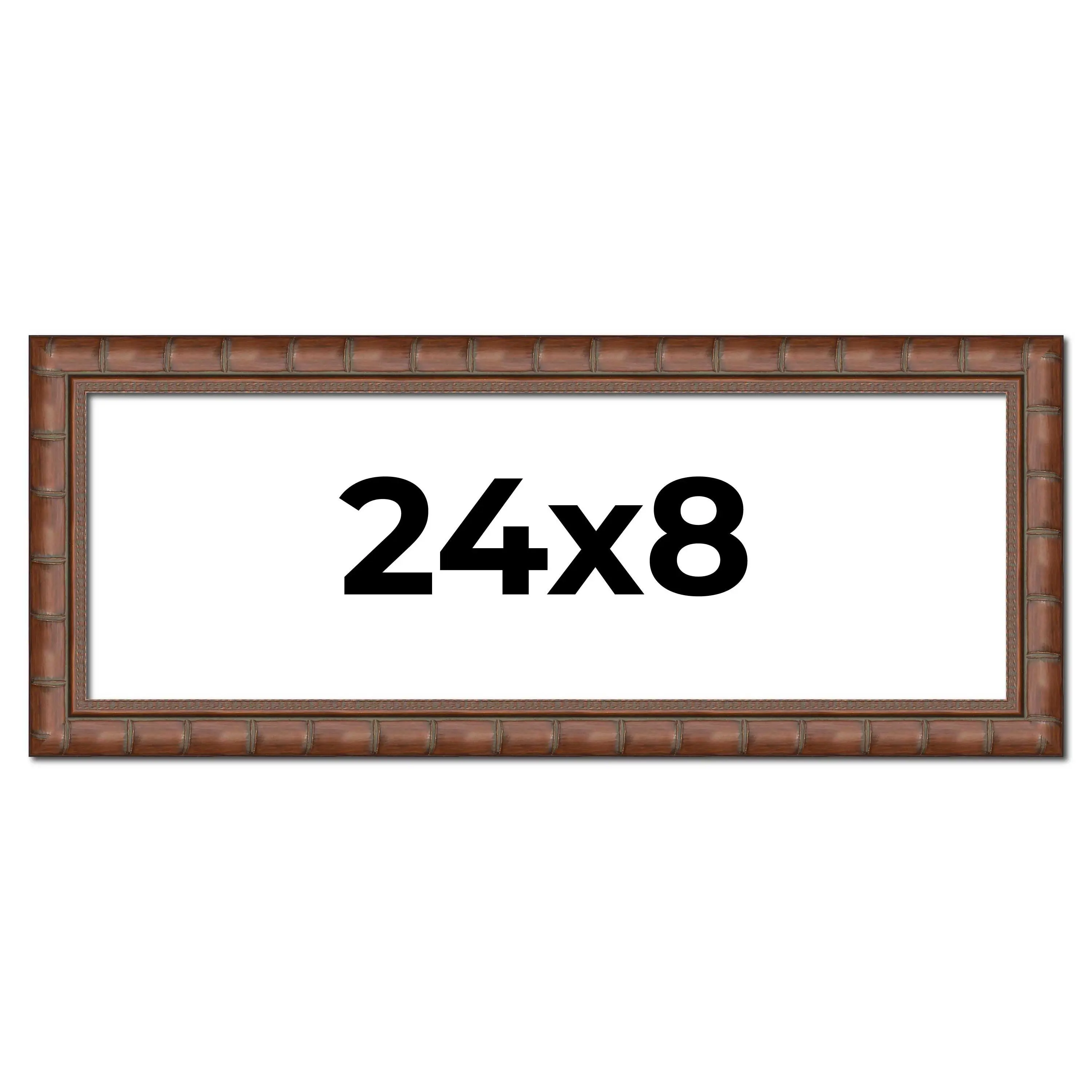 24x8 Brown Modern Bamboo Picture Frame - UV Acrylic, Foam Board Backing, Hanging Hardware