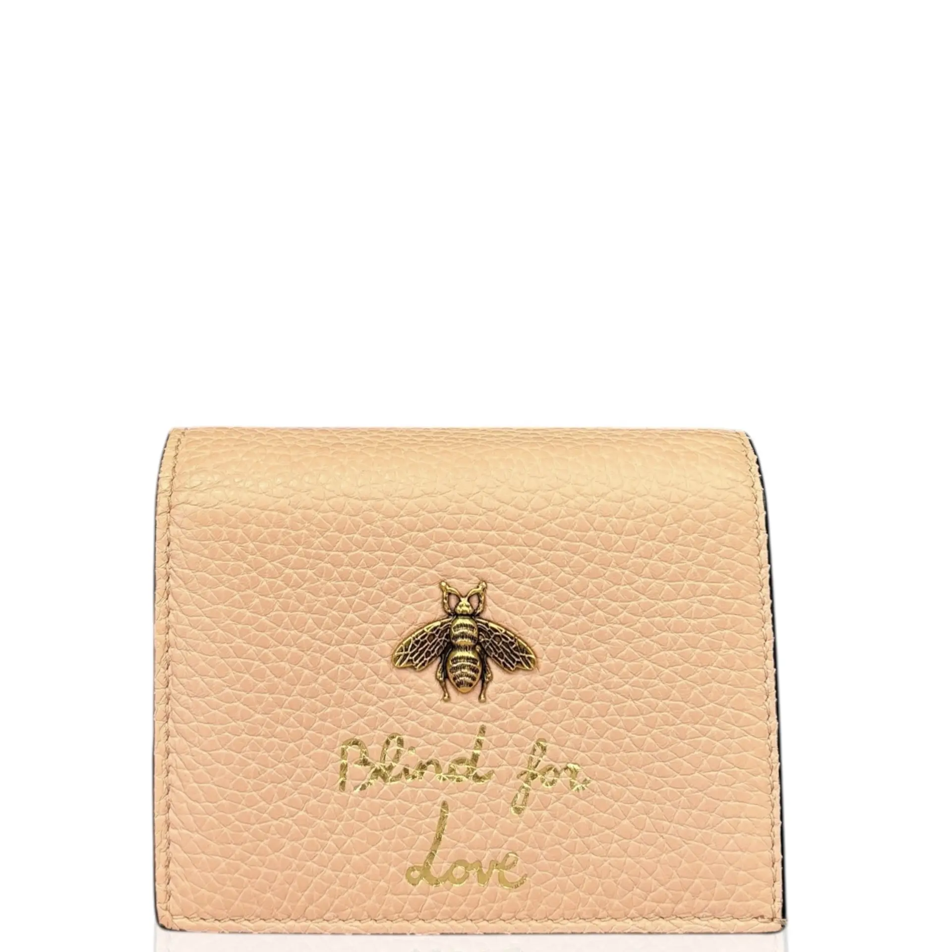 Pre-owned GUCCI Leather small leather goods Bees Coin Purse Hammered Calfskin Pink (zs033026a2)