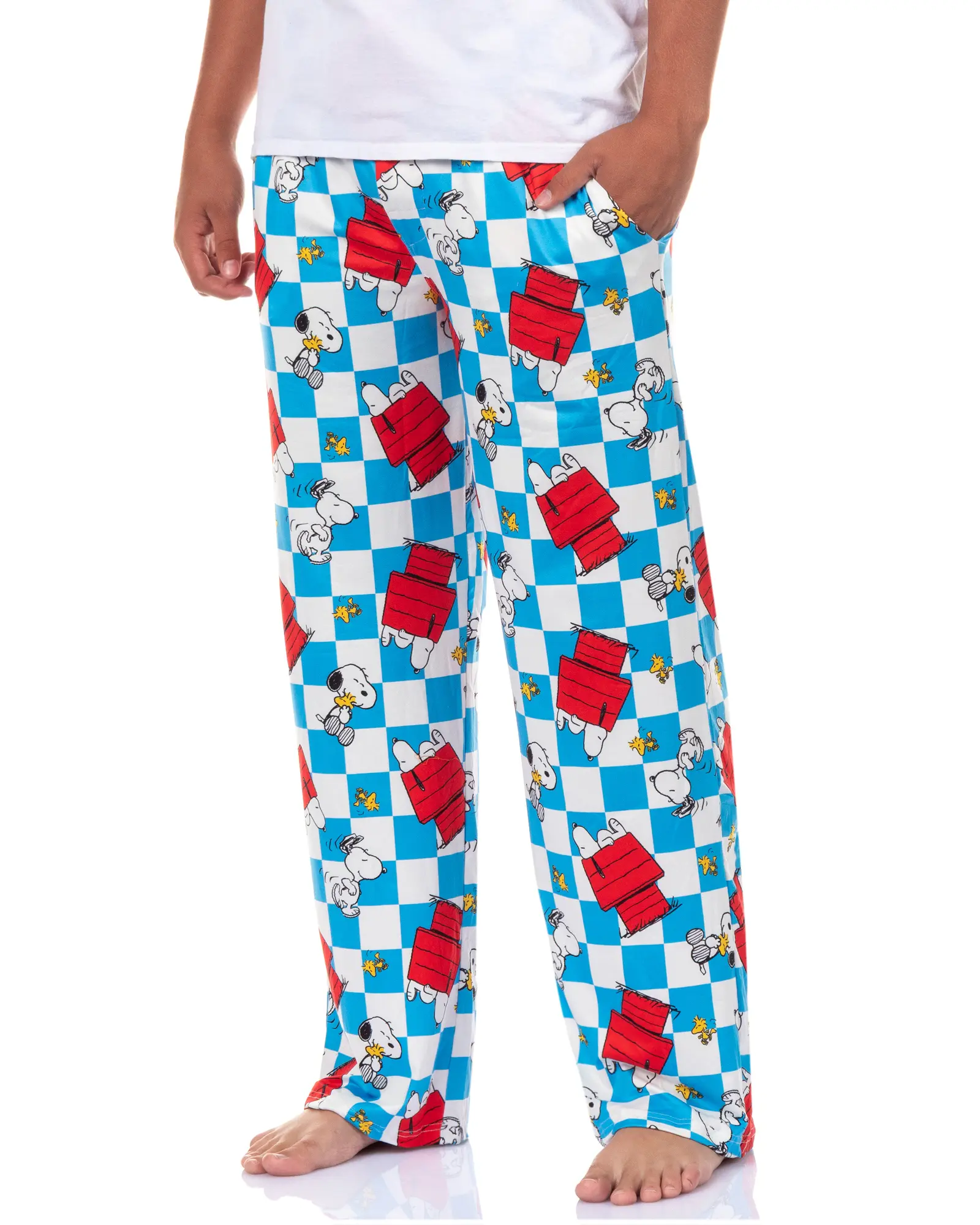 Peanuts Pajamas Men's Snoopy Woodstock Doghouse Checker Pajama Pants