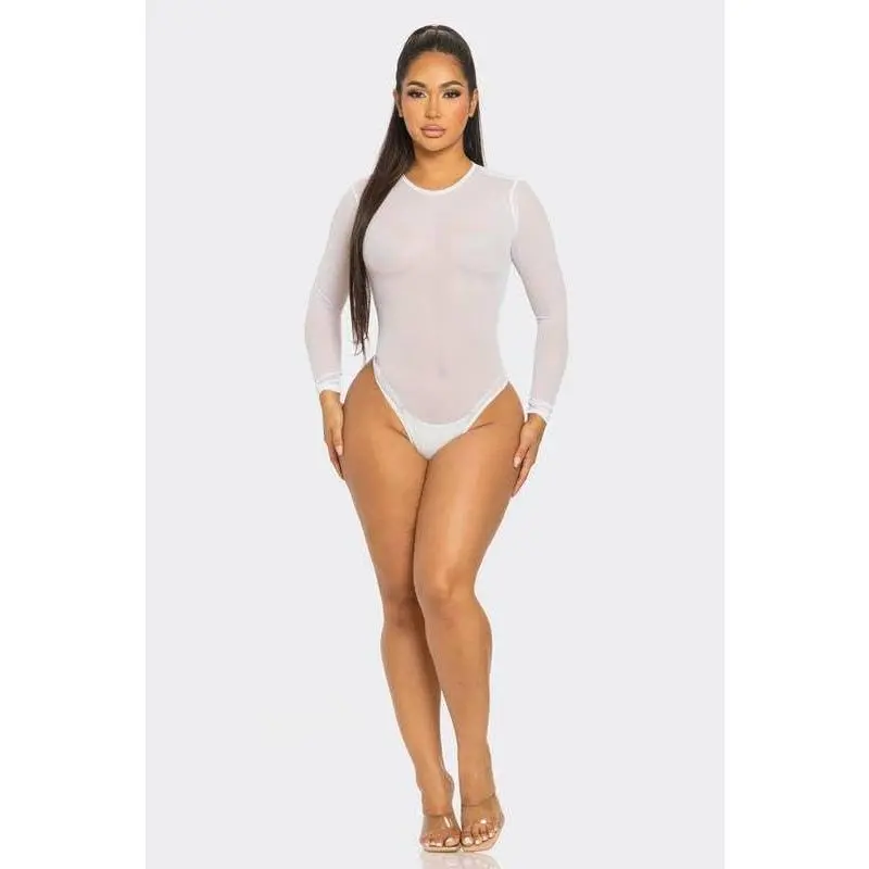 Plus Mesh Mockneck Bodysuit