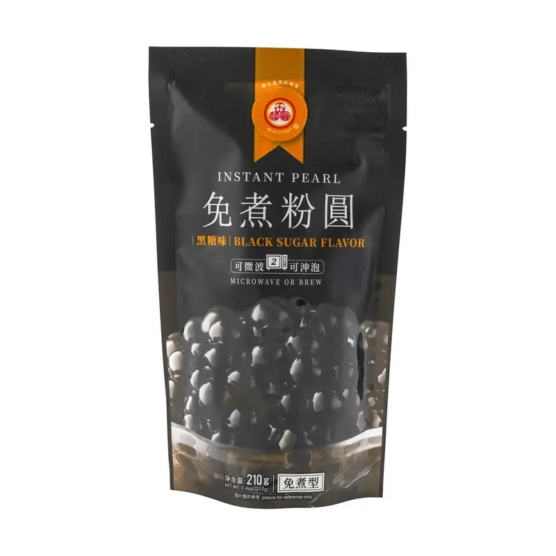 WuFuYuan Brown Sugar Boba Pearls - Instant Tapioca Pearls for Bubble Tea, Microwave Ready in 2 Mins, 210g