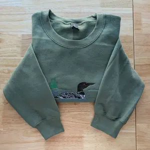 Lake Serenity Embroidered Common Loon Gildan Crewneck Sweatshirt
