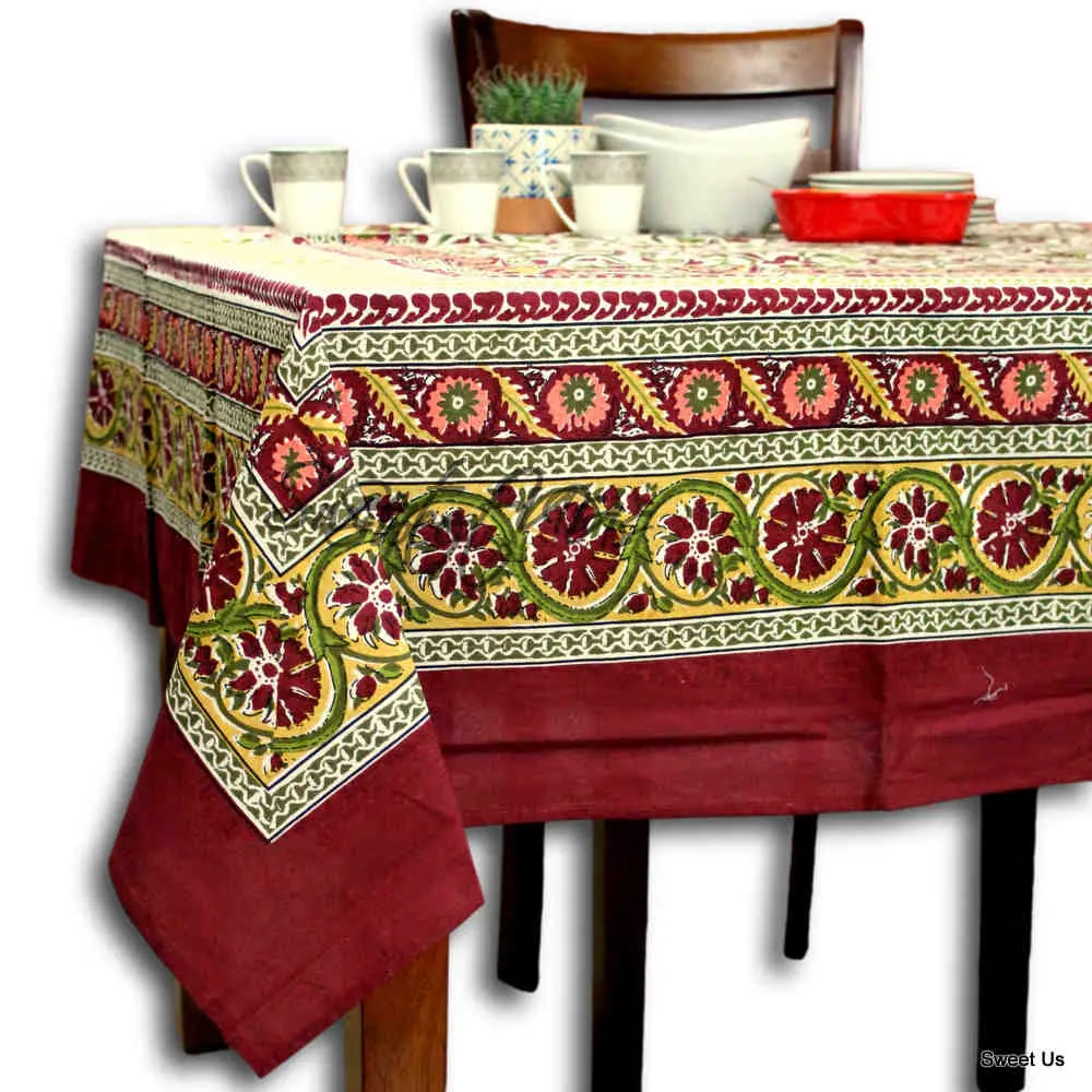 Arka Sunflower Tablecloth & Bedspread — Tuscan Amber & Burgundy