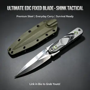 SHINK FORGE EDC High-quality 440B steel emergency survival knife - Fixed aluminum handle model, suitable for daily carry and camping use