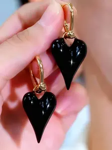 Heart-Shaped Titanium Plated Stainless Steel Hoop Earrings, Silver Gold Colors, Lightweight Durable Jewelry Gift for Women, Versatile Earrings