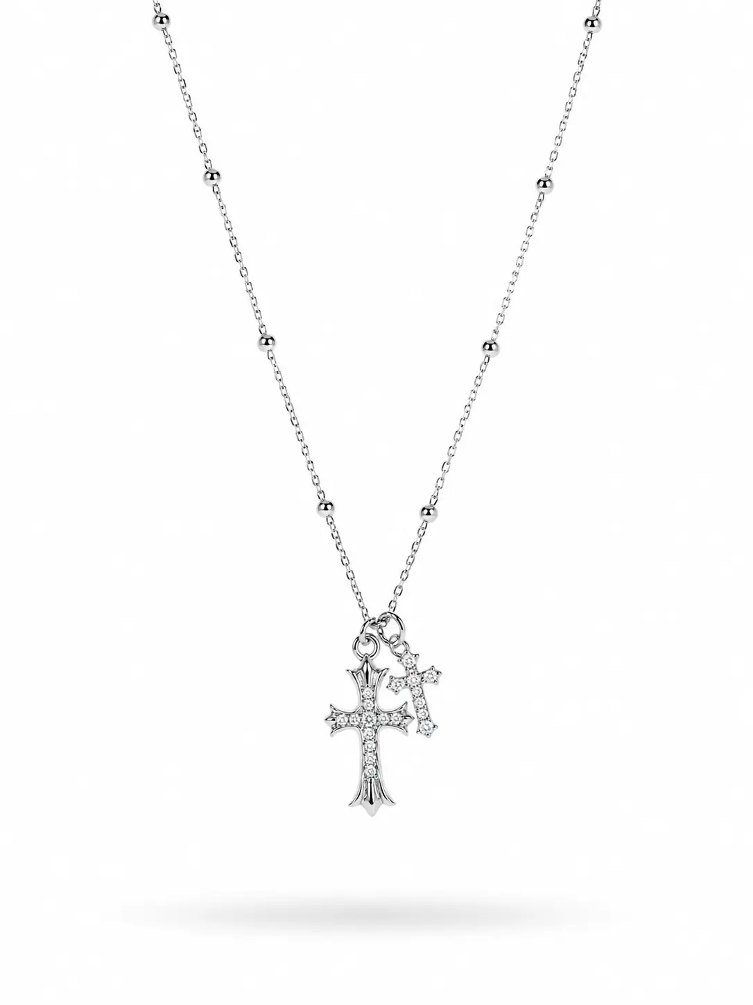 Double Cross Necklace Sterling Silver 925