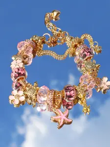 Classic Cherry Blossom Charm Bracelet, Fashion Ocean Style Starfish Shell DIY Bracelet, Cherry Blossom Charm Bracelet