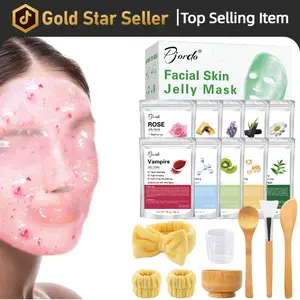 DIY Hydrojelly Mask Kit 10 Powder Treatments with Mixing Bowl and Brush for a Refreshing Hydrating Spa Experience at Home Skincare Gift Set