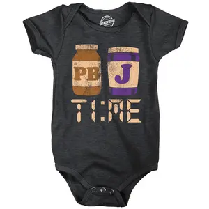 PB&J Time Baby Bodysuit Funny Sarcastic Food Graphic Novelty Jumper For Infants Funny Baby Onesies Funny Food Onesie Novelty Onesie Black -