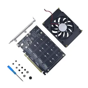 M.2 PCIe Adapter x16 Gen4 for 4 Ports M2 SSDs, PCIe M.2 Expansion Card for 4 M.2 2280 2260 2242 2230 NVMe SSDs M Key with Advanced Cooling Ultra Quiet DC Brushless Fan