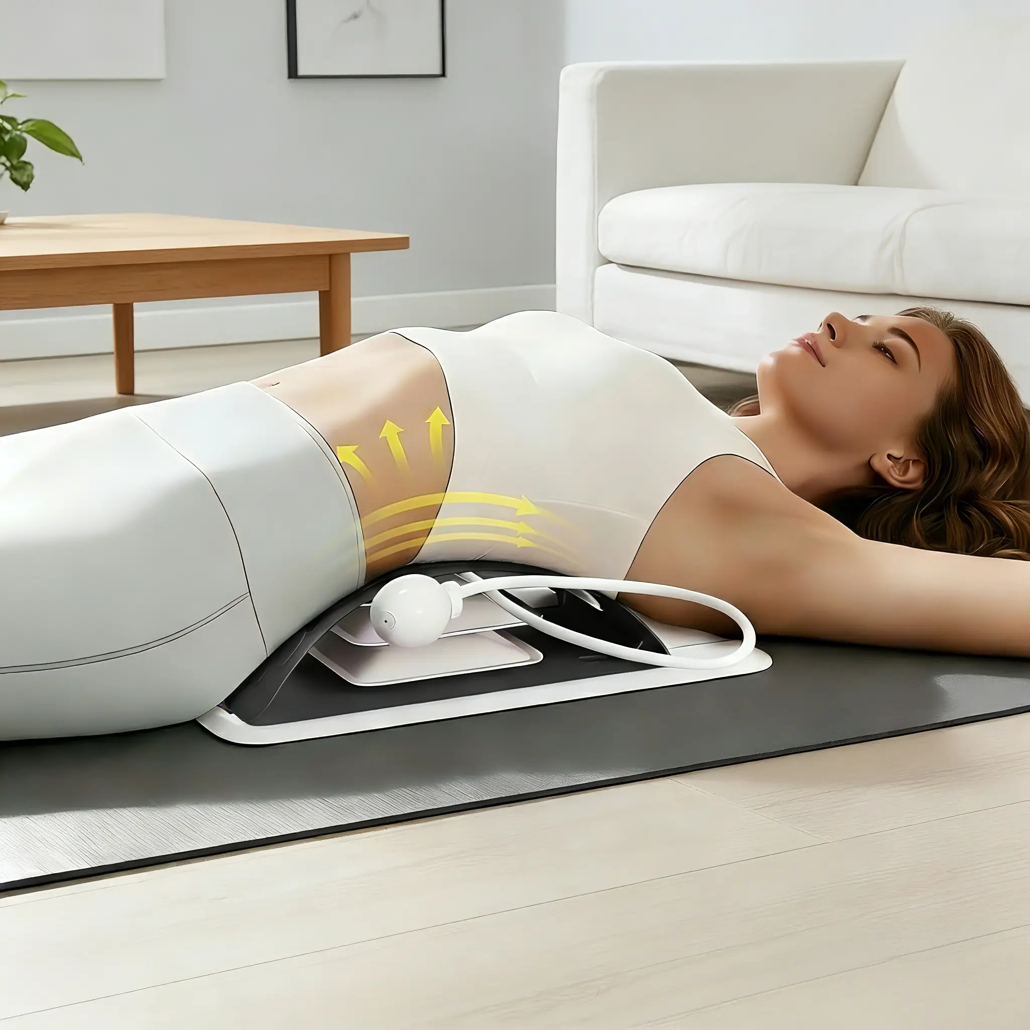 Black Manual Back Stretching Device, Back Stretcher, Multi-Level Back Massager, Ergonomic Anti-Slip Massage Roller, Load-bearing 150 kg, Relieves muscle recovery pain, suitable for home yoga, gym Pilates, birthday gifts for family and friends