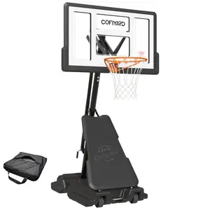 COFIYARD Outdoor Basketball Hoop 44/54-inch Shatterproof Backboard 5.25-10 Feet Height Adjustable Portable System with Wheels Durable for Teens & Adults