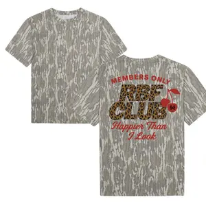 Unisex Members Only RBF Club MHC Mossy Oak Short Sleeve Pattern Camo 3D, Happier Than I Look Tee 3D, Gift for Him, for Dad, Vintage 3D Hunting T-Shirt