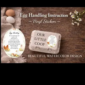 Egg Handling Instructions Vinyl Sticker | Farmhouse Watercolor Egg Carton Label