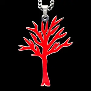 Red XXXtentacion Tree of Life Poison Tree Necklace Stainless Steel Pendant with Choice of Chain Free Gift Included
