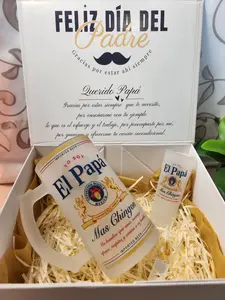 El Papa Brand Regalo a papá Frosted Beer Glass 16oz with Shot Glass 3oz in Elegant Box for Father's Day Drinkware Set