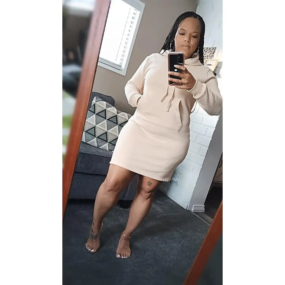 Kana- fleece hoodie dress - Tanga/cream