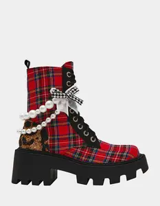 Betsey Johnson Hariett Red Plaid Platform Boot