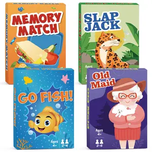 4 Packs Kids Multi-Game Card Pack: Go Fish, Old Maid, SlapJack & Memory Match - Classic Travel-Friendly Card Games Suitable for Family Party Game Night, Stocking Stuffers for Boys & Girls, Family Fun Game (Go Fish, Old Maid, SlapJack, Memory Match)