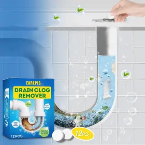 12pcs Drain Cleaning Tablets, Effortless Household Toilet, Sink & Sewer Unclogging Solution, Odor Removal, Clog Relief, Bathroom Maintenance, Safe for Pipes, Household Cleaning Products