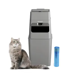 Neakasa PooGuard Waste Disposal Receptacles, 9.2L Trash Can for Cat Litter, Dog Waste & Diapers, with Viewing Window, Wider Opening, and 4-Month Refill (Gray)