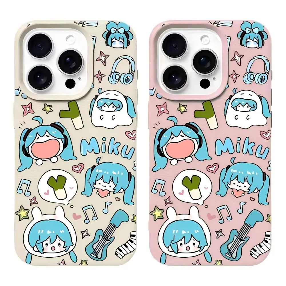 Kawaii Painting Hatsune Miku Phone Cases For iPhone 17 16 15 14 13 12 11 Promax Pro Max Plus Air Multicolor Leather TPU Shockproof Protective Cover Best Gifts of Christmas Halloween Birthday Valentine