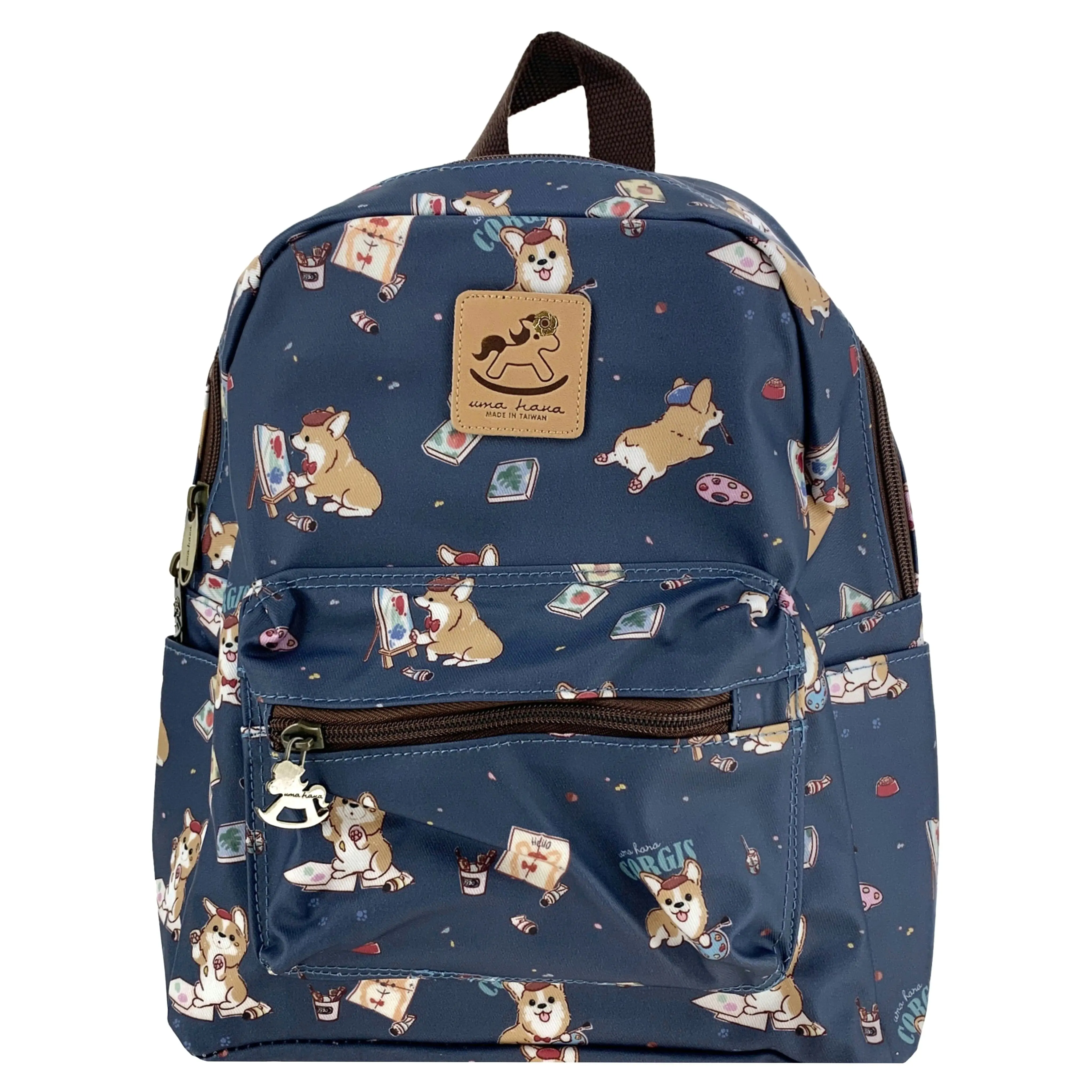 Blue Color Me Corgi Small Backpack